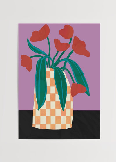 Checkerboard Vase Naturemort Poster Baskı