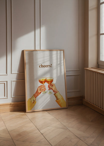 Paylaşılan bir kadeh anını betimleyen Cheers – Shared Moments poster illüstrasyonu