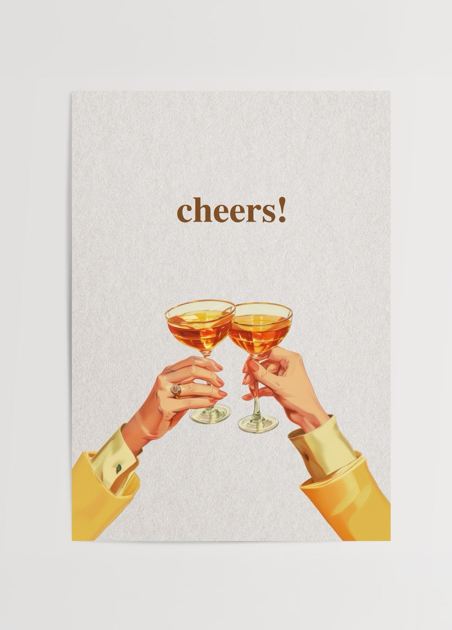 Paylaşılan bir kadeh anını betimleyen Cheers – Shared Moments poster illüstrasyonu