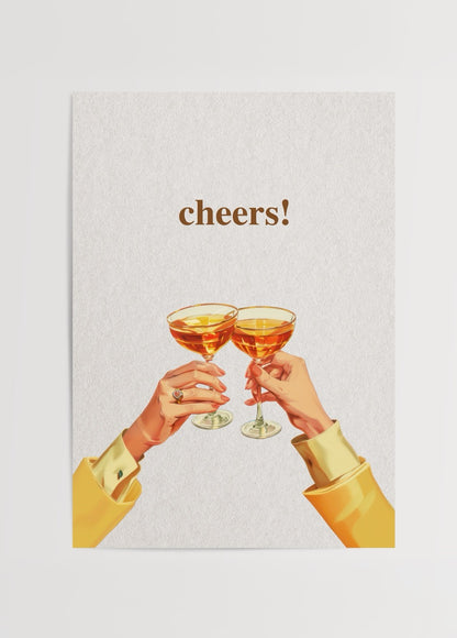 Paylaşılan bir kadeh anını betimleyen Cheers – Shared Moments poster illüstrasyonu