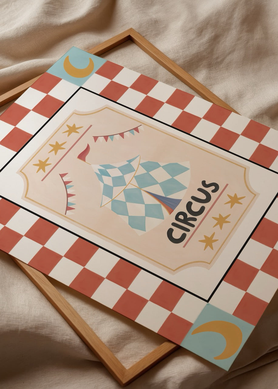 bumi club circus sirk temalı çocuk odası poster baskı