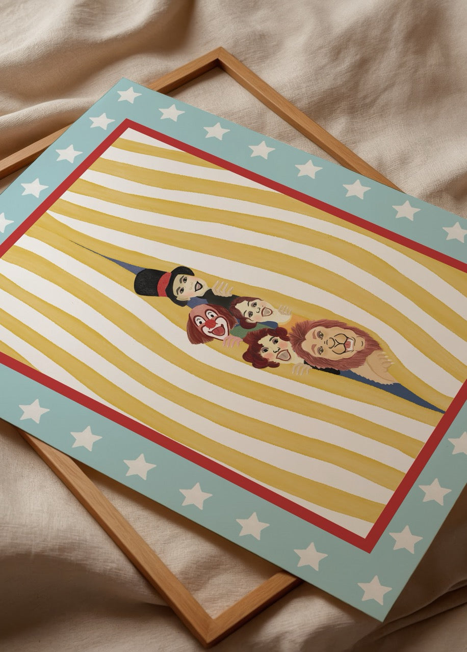 bumi club circus friends çocuk odası sirk poster baskı