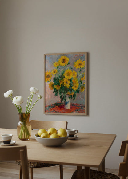 Claude Monet Bouquet of Sunflowers Poster poster baskı mockup 3