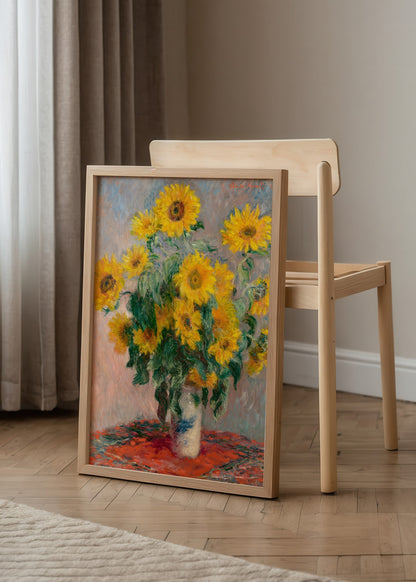 Claude Monet Bouquet of Sunflowers Poster poster baskı mockup 2