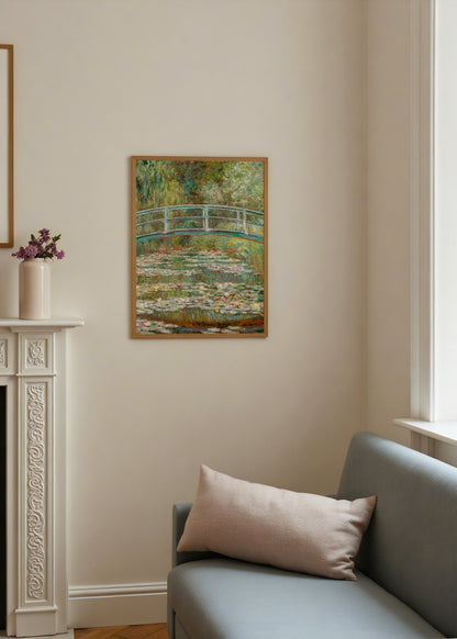 Claude Monet Bridge over a Pond of Water Lilies Poster poster baskı mockup 4