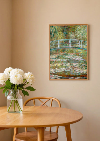 Claude Monet Bridge over a Pond of Water Lilies Poster poster baskı mockup 3