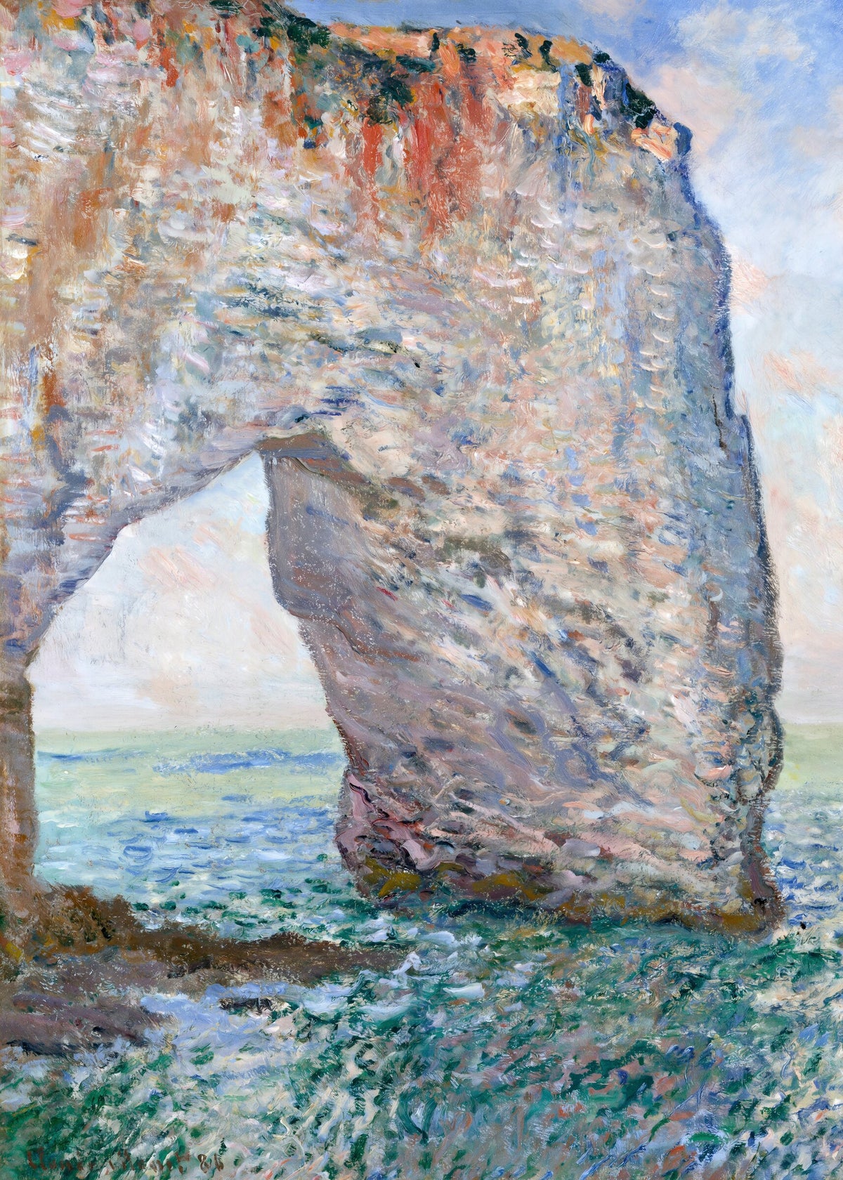 Claude Monet'nin The Manneporte near Étretat eserinin posteri, deniz ve kaya görüntüsü. poster baskı
