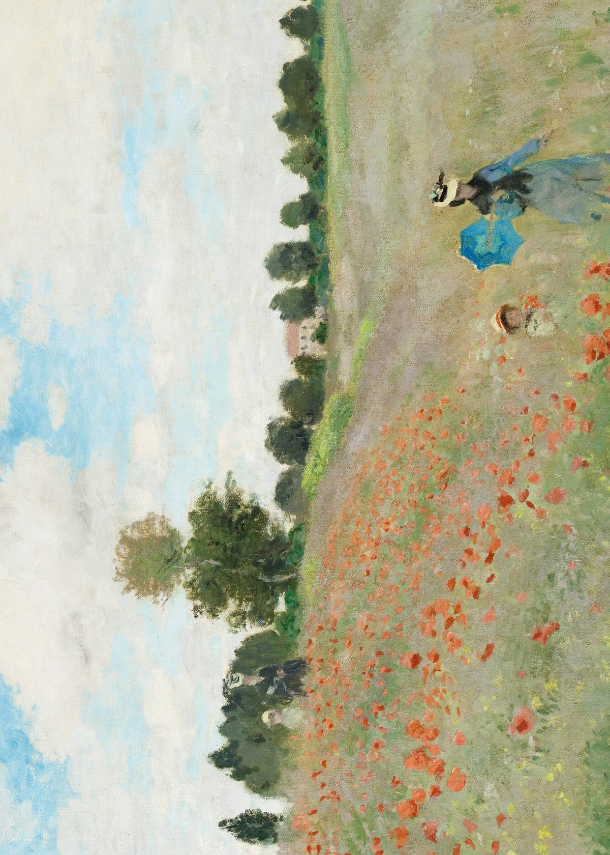 Claude Monet'un The Poppy Field near Argenteuil tablosu, gelinciklerle dolu bir tarlayı gösteriyor. poster baskı