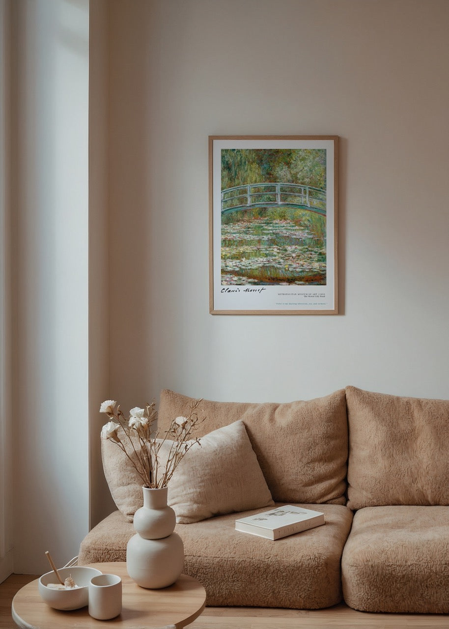 Claude Monet’nin The Water Lily Pond eserini gösteren empresyonist stil poster baskı