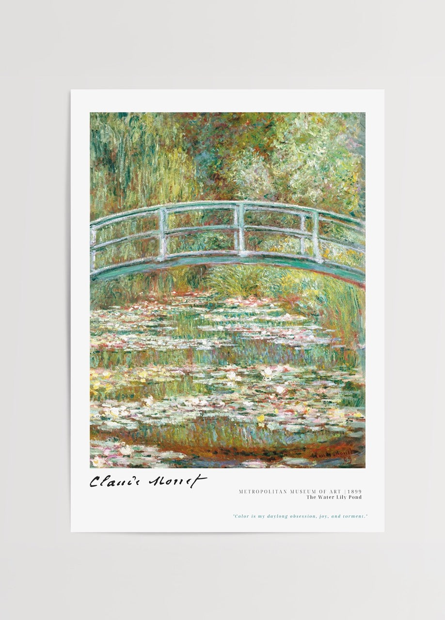 Claude Monet’nin The Water Lily Pond eserini gösteren empresyonist stil poster baskı