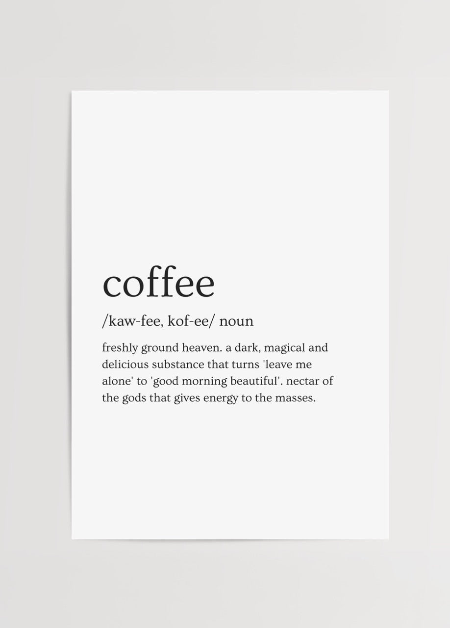 Coffee tipografi posteri – minimalist siyah beyaz dekor baskı