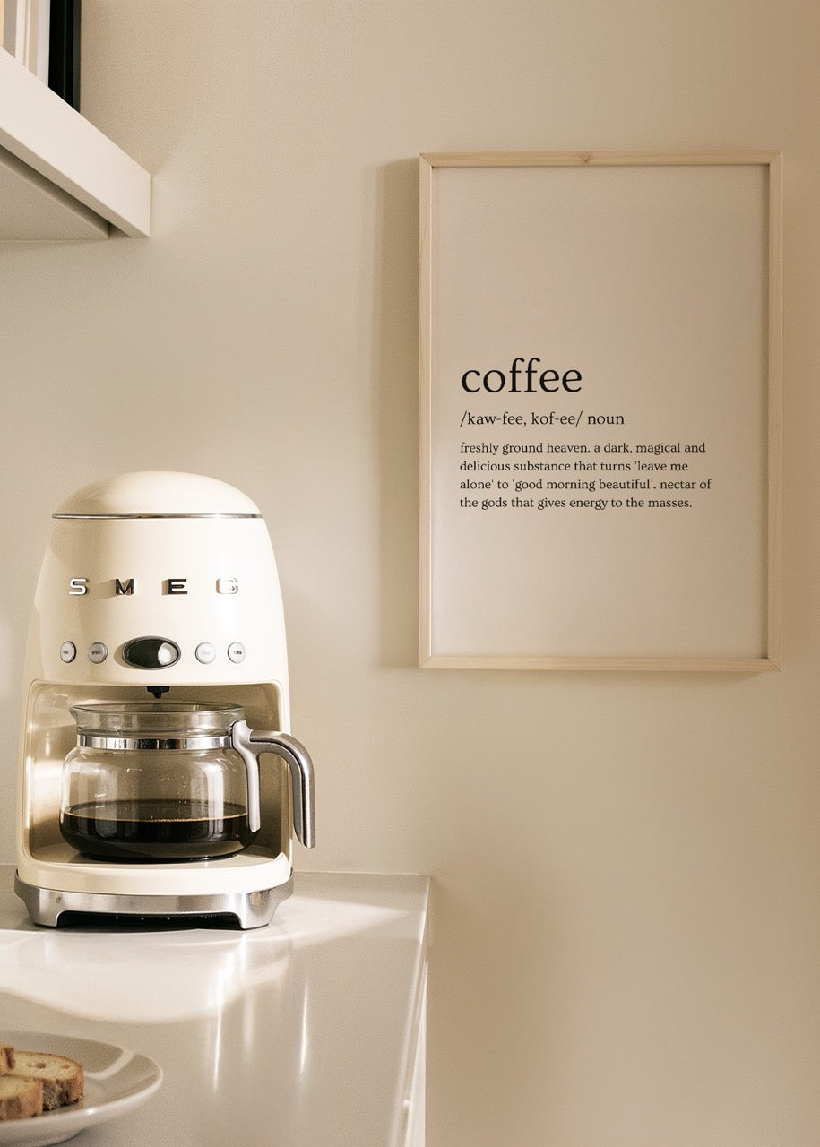 Coffee tipografi posteri – minimalist siyah beyaz dekor baskı