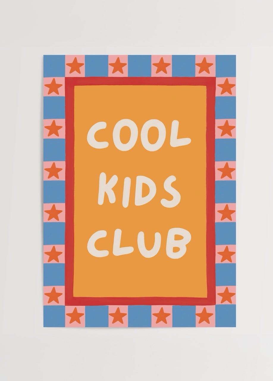 bumi club cool kids club çocuk odası tipografi poster baskı