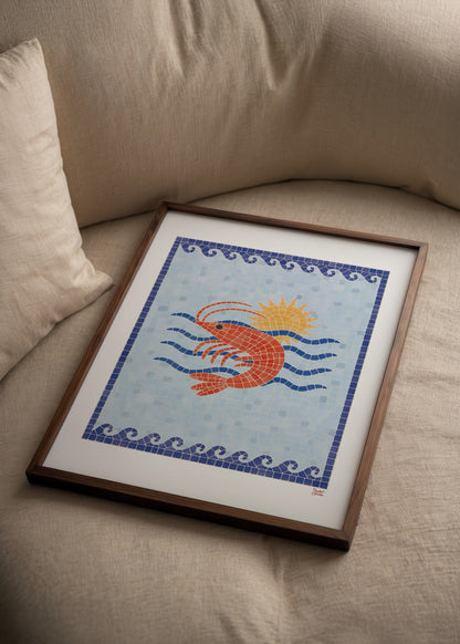 Thola Studio Costa Sol poster baskı, mozaik desenli deniz canlısı figürlü Akdeniz ve coastal temalı modern duvar dekoru