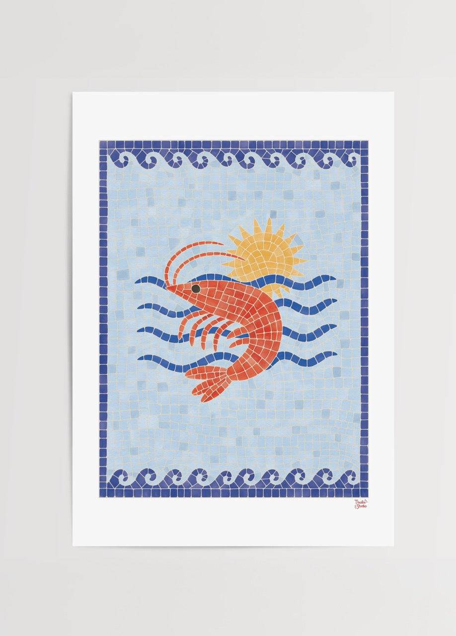 Thola Studio Costa Sol poster baskı, mozaik desenli deniz canlısı figürlü Akdeniz ve coastal temalı modern duvar dekoru