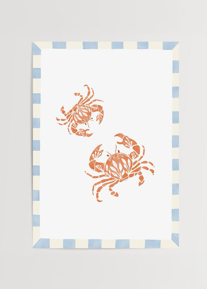 Yaren Ünlü tasarımı Crab Duo poster baskı, turuncu yengeç illüstrasyonu