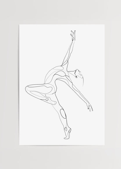 Minimalist dansçı çizgi sanatı poster baskısı, modern dekor için illüstrasyon