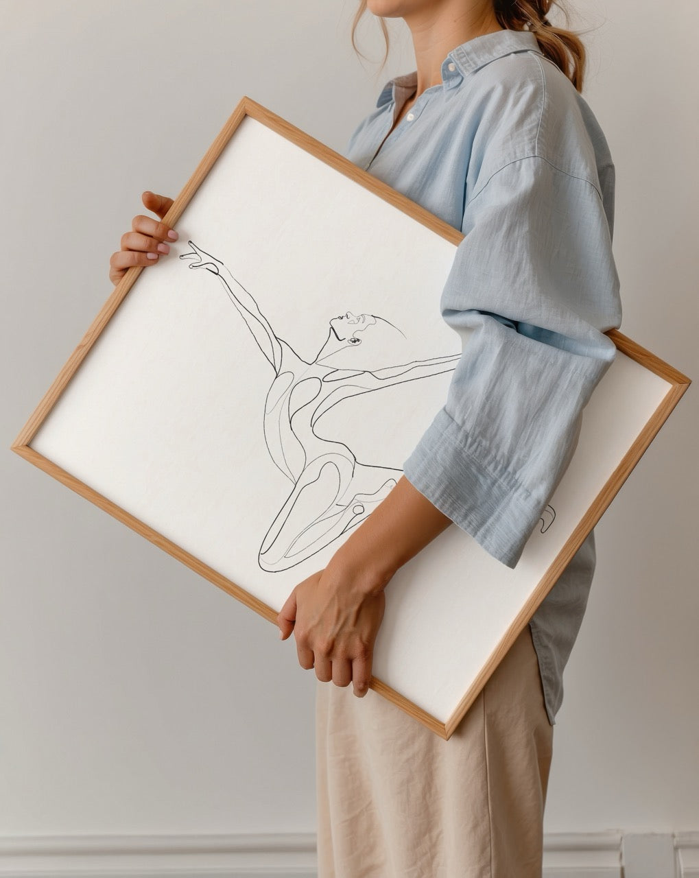 Minimalist dansçı çizgi sanatı poster baskısı, modern dekor için illüstrasyon