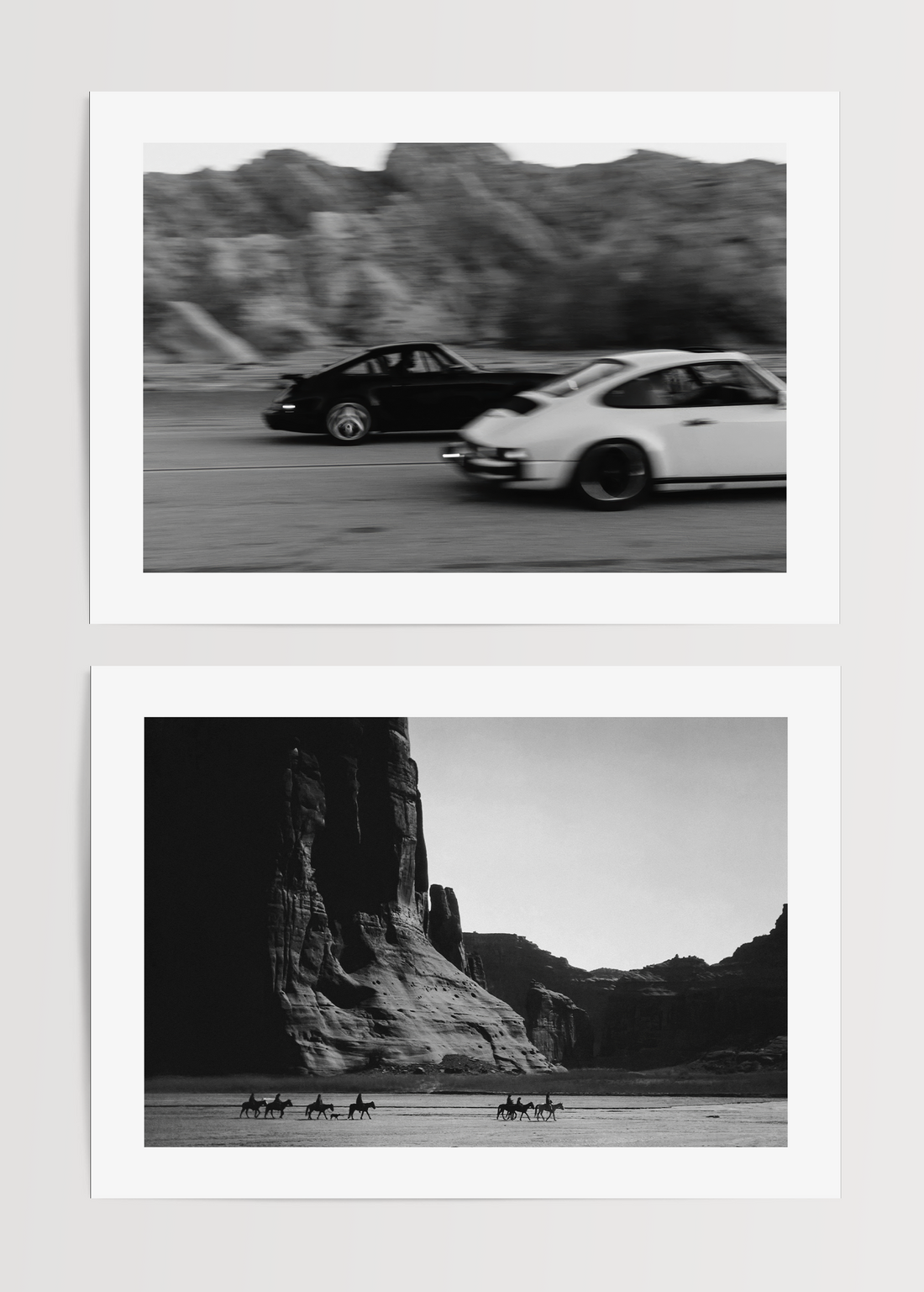 siyah beyaz araba ve col manzarasi fotograf poster seti modern duvar dekoru