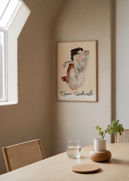 Egon Schiele tarzında figüratif ekspresyonist sanat poster baskı tasarımı