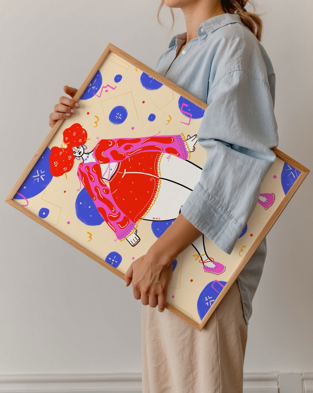 Elif İpek Oğuzhan’ın It’s Me adlı eseri – kırmızı ve pembe tonlarda güçlü kadın figürlü renkli illüstrasyon posteri.