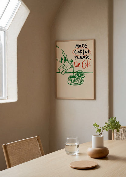 Elif Korkut’un “Coffee Club” adlı, moka pot ve kahve fincanı illüstrasyonlu modern kahve temalı poster tasarımı.