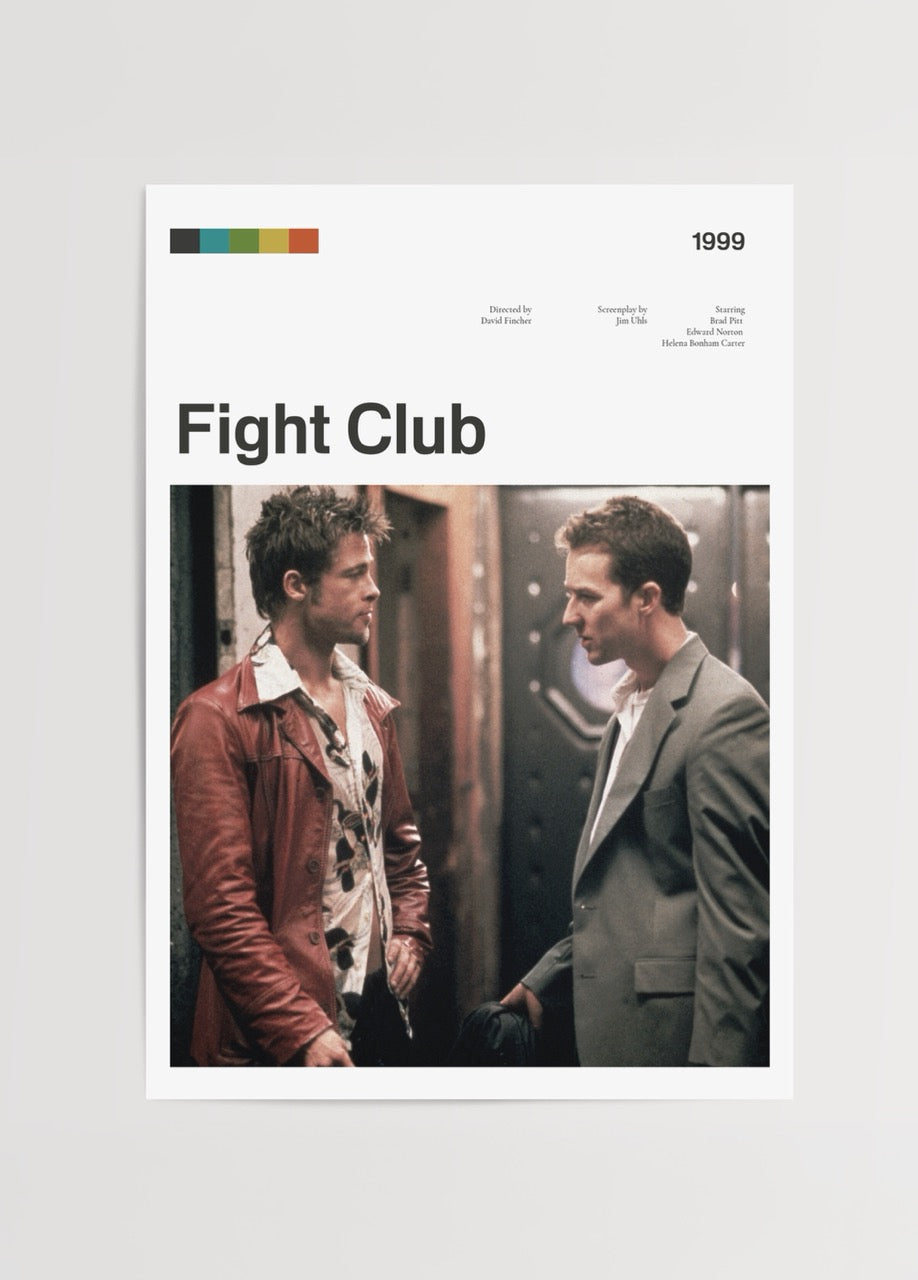 Fight Club filminden ilham alınmış minimalist tasarımlı poster baskı