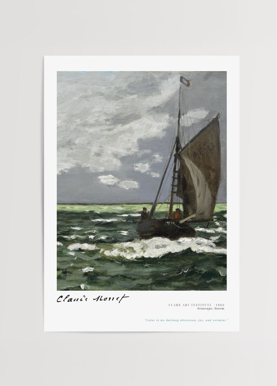 Claude Monet’nin Fırtınada Yelkenli (Seascape, Storm) adlı tablosundan ilhamla hazırlanmış poster baskısı