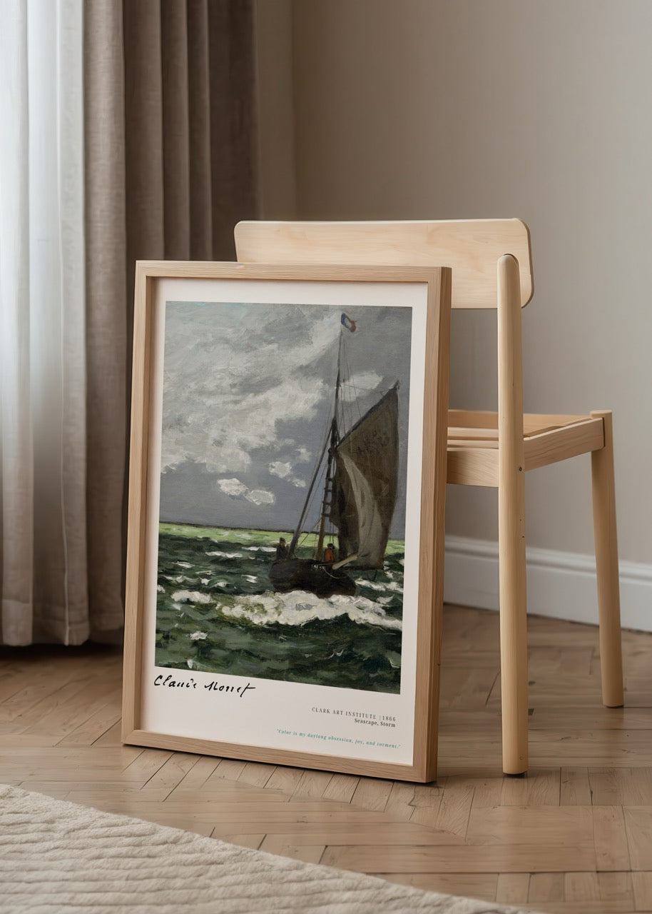 Claude Monet’nin Fırtınada Yelkenli (Seascape, Storm) adlı tablosundan ilhamla hazırlanmış poster baskısı