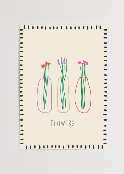 Vazoda çiçek çizimi, minimal Flowers posteri – Nergis Sabancı