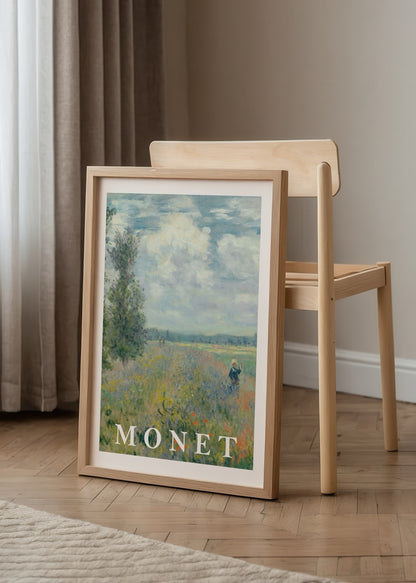 Claude Monet’nin Gelincik Tarlasında Yürüyüş adlı eserinden ilhamla hazırlanmış sanat posteri