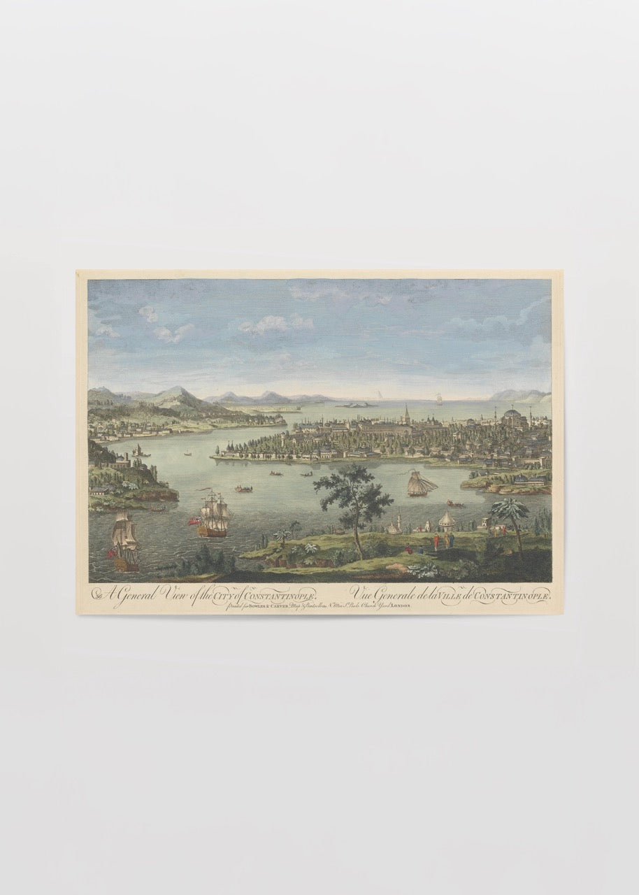 eski istanbul constantinople panorama sehir manzara vintage poster