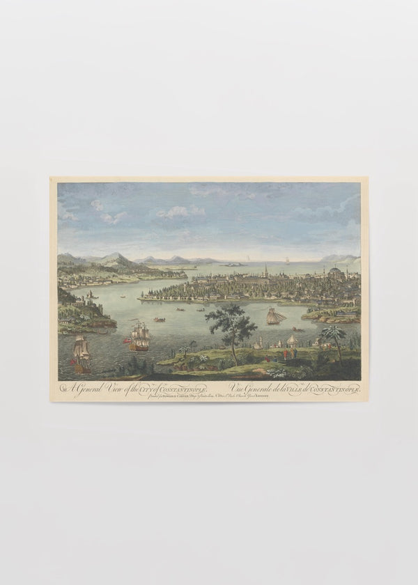 eski istanbul constantinople panorama sehir manzara vintage poster