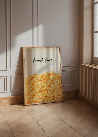 French fries illüstrasyonundan oluşan sıcak tonlu modern mutfak posteri