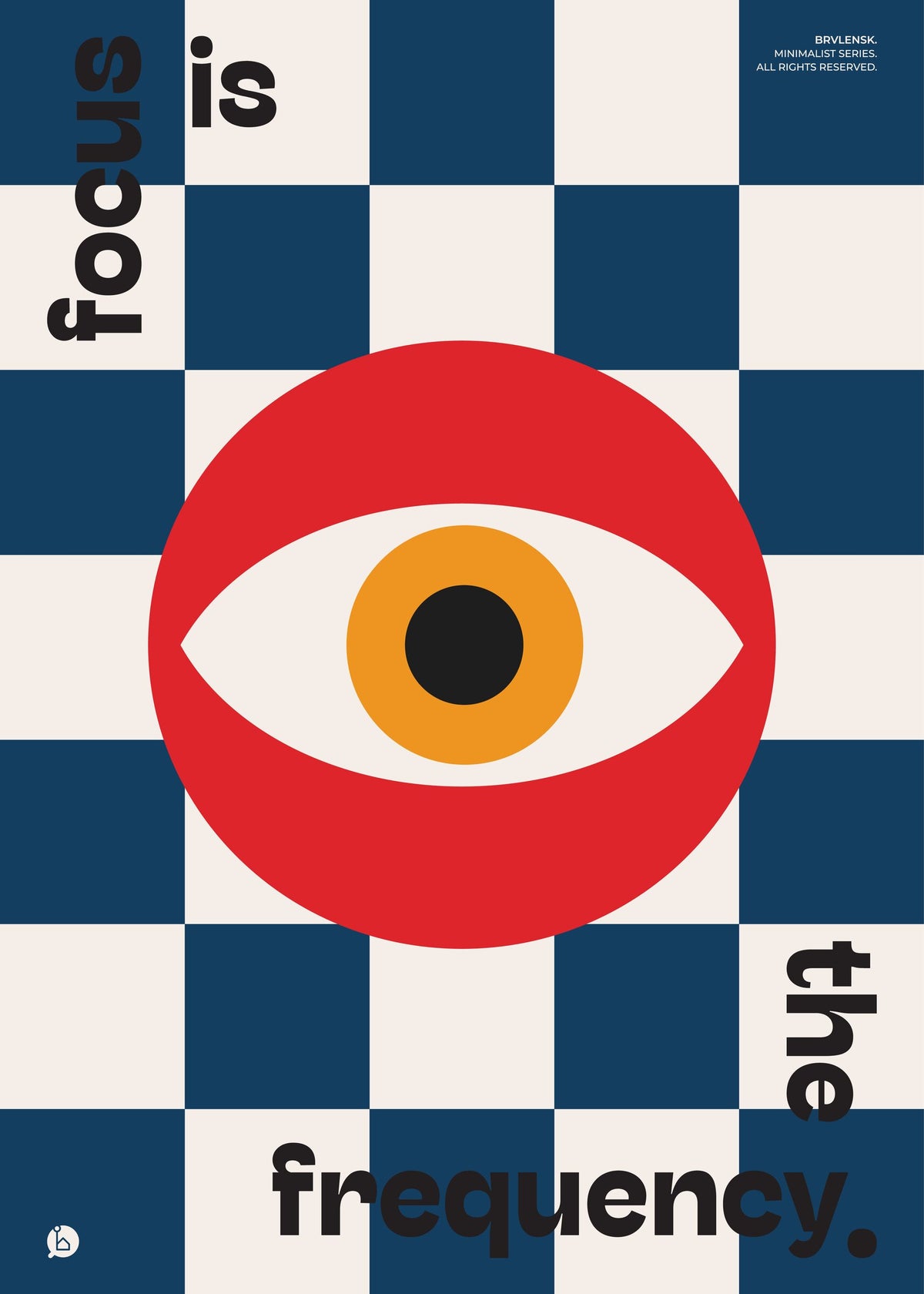 Minimalist göz temalı poster, kırmızı zemin üzerinde göz formu. poster baskı