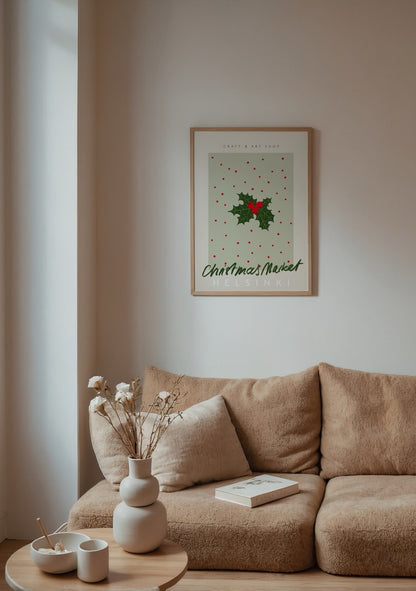 Çobanpüskülü illüstrasyonlu Helsinki yılbaşı posteri