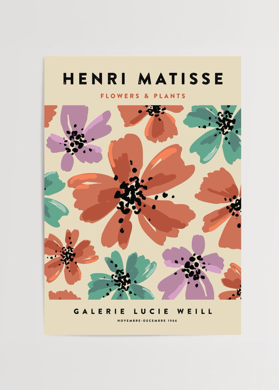 Henri Matisse Flowers &amp; Plants çiçek desenli renkli poster baskı