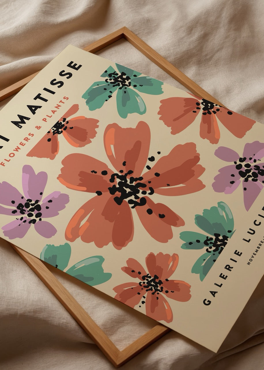 Henri Matisse Flowers &amp; Plants çiçek desenli renkli poster baskı