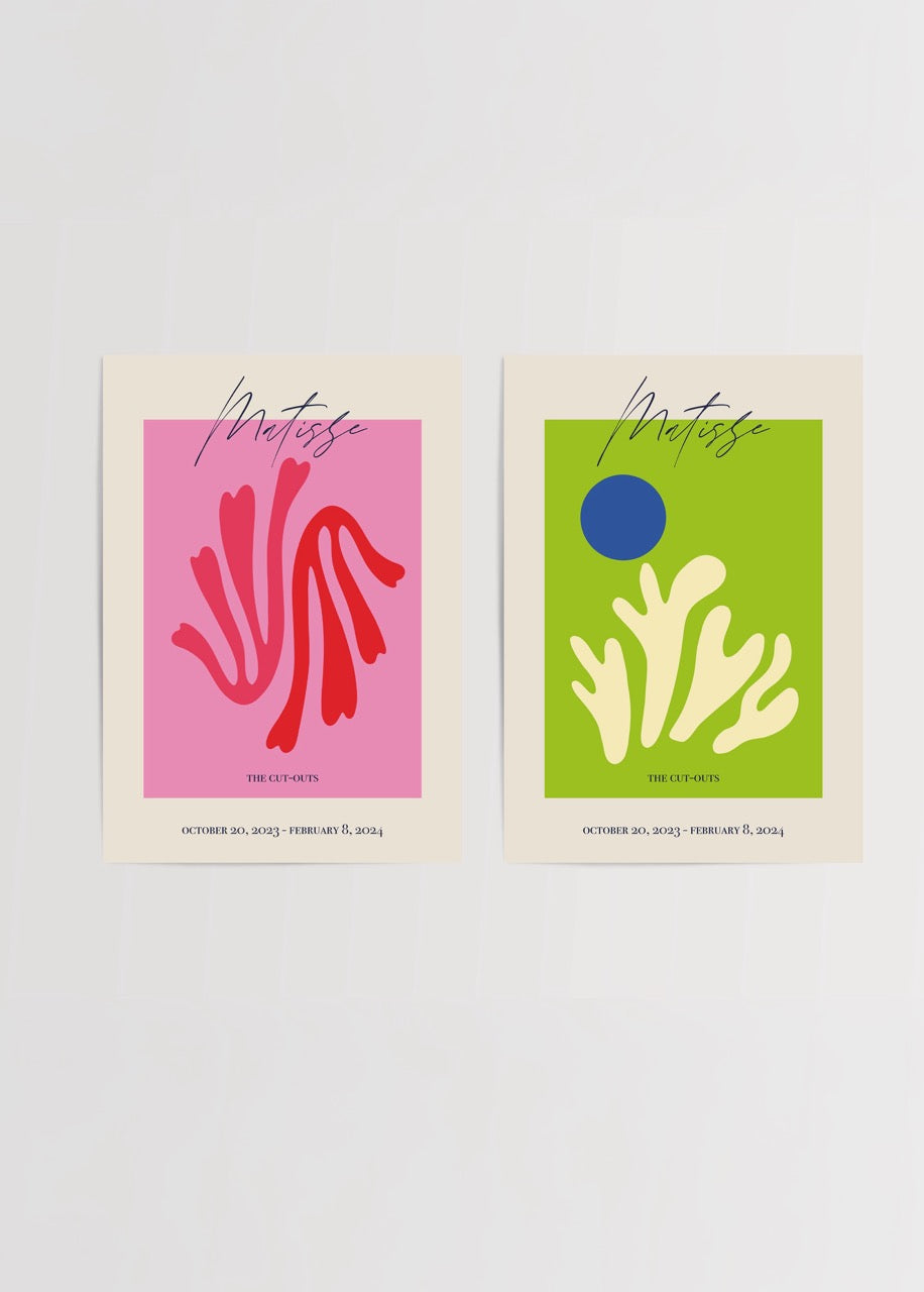 Henri Matisse The Cut-Outs serisinden ikili poster seti – modern soyut sanat baskısı