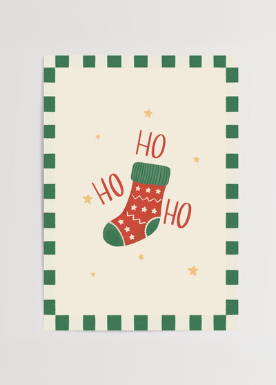HO HO HO Christmas Stocking Poster Baskı