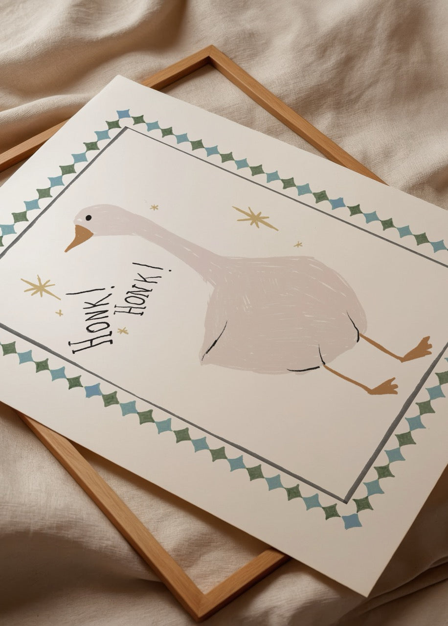 Nazlı Tarcan Honk Honk Tatlı Kaz illüstrasyon poster baskı