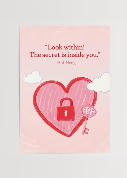 Hui-Neng’in “Look within” alıntılı, kalp kilit illüstrasyonlu poster – Hiwell x Yaris Koleksiyonu