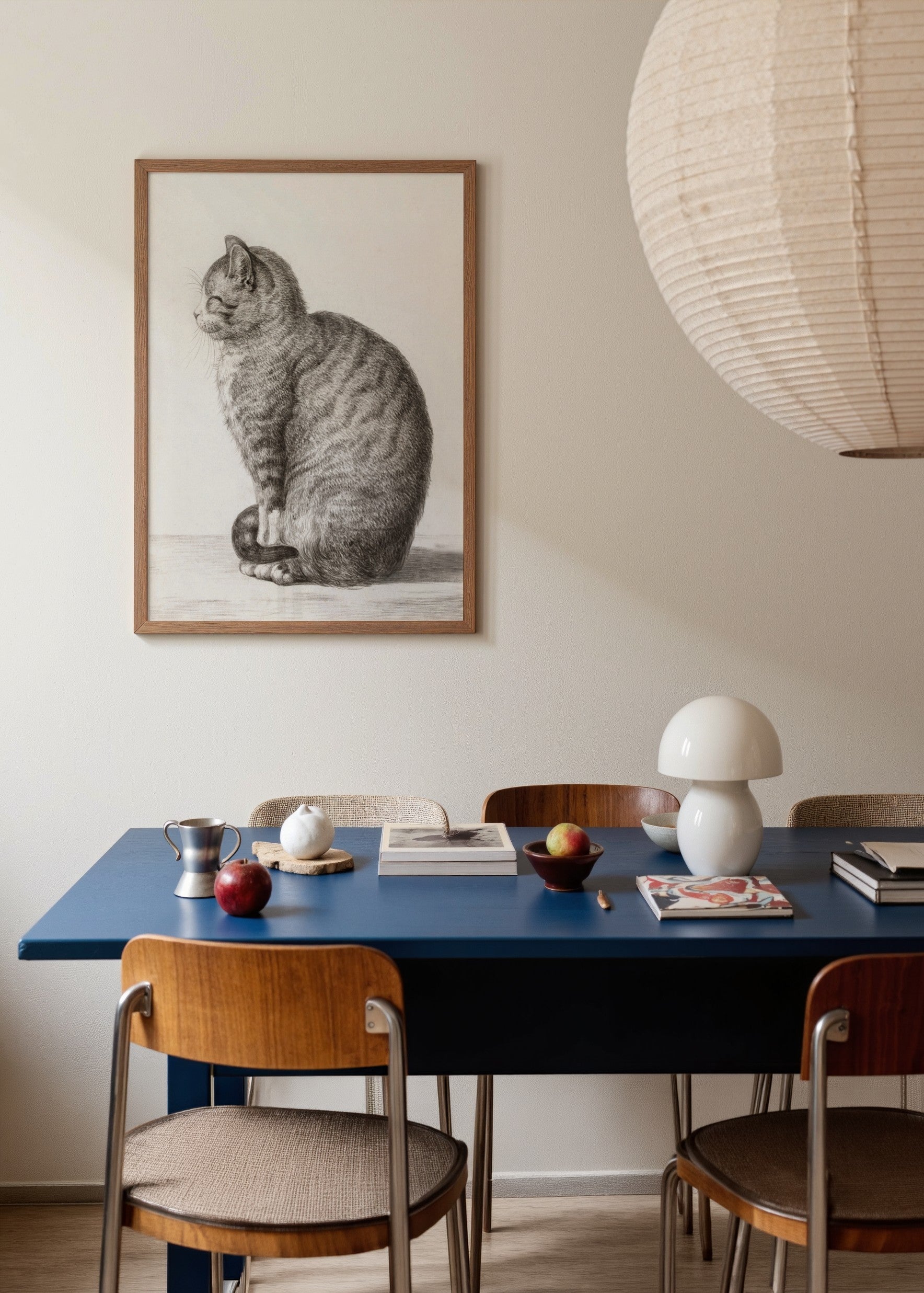 Huzur Dolu Kedi İllüstrasyonu poster baskı mockup 3