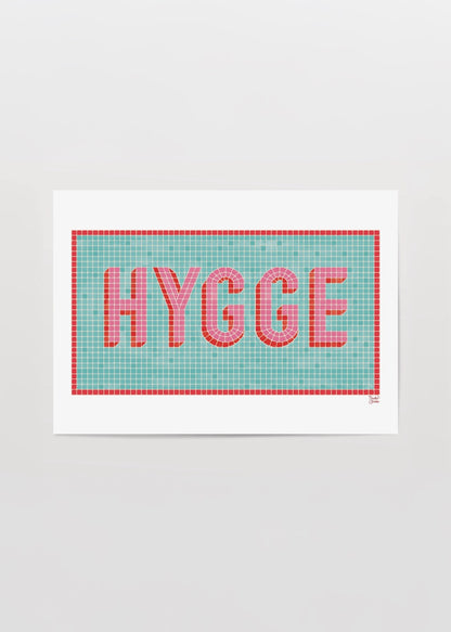 Thola Studio Hygge poster baskı, pastel renkli mozaik tipografi tasarımlı modern İskandinav duvar dekoru