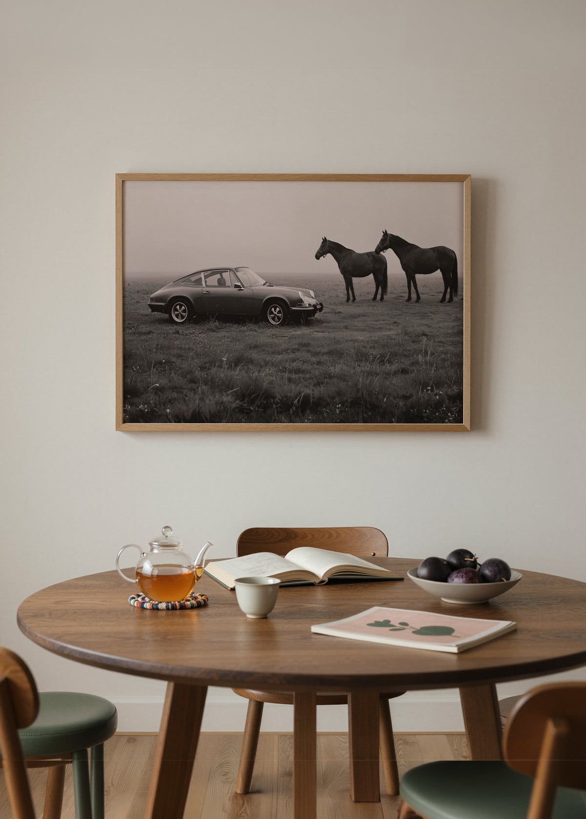 Bilgi Yok İki At ve Araç Poster poster baskı mockup 2