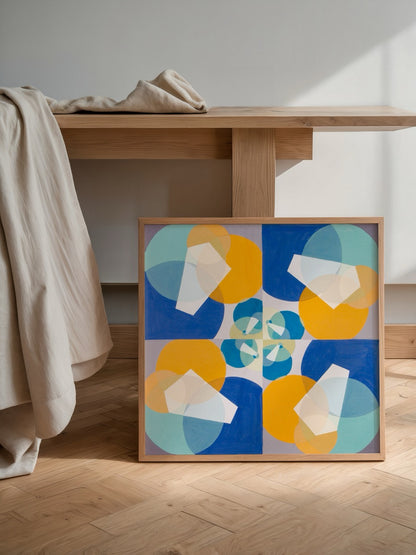 Geometrik Kare Poster Baskı – Simetrik Soyut Renk Kompozisyonu