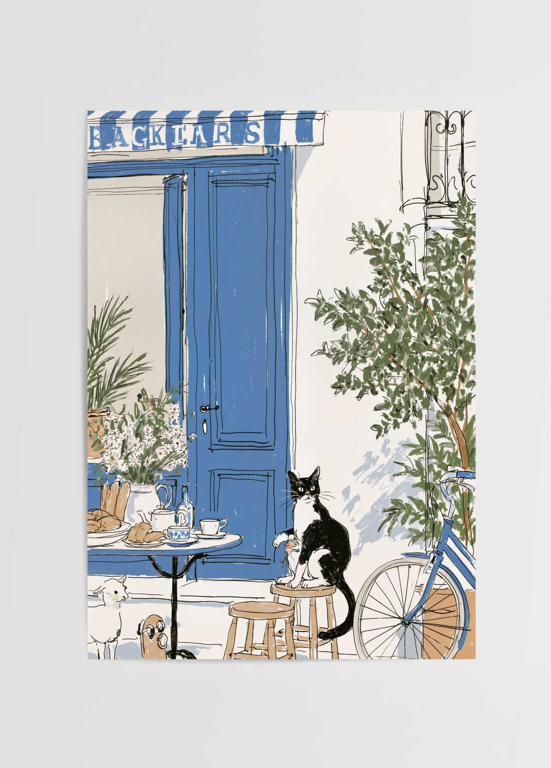 Bilinmiyor Kedi ve Cafe Poster poster baskı mockup 1