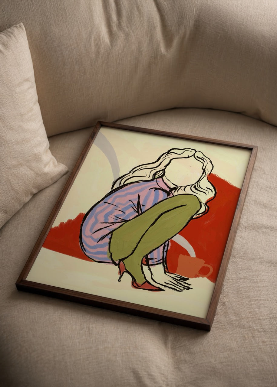 nazlı tarcan kırmızı seri modern figüratif illüstrasyon poster baskı