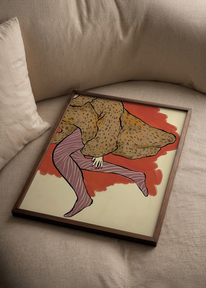 nazlı tarcan kırmızı seri modern moda illüstrasyonu poster baskı