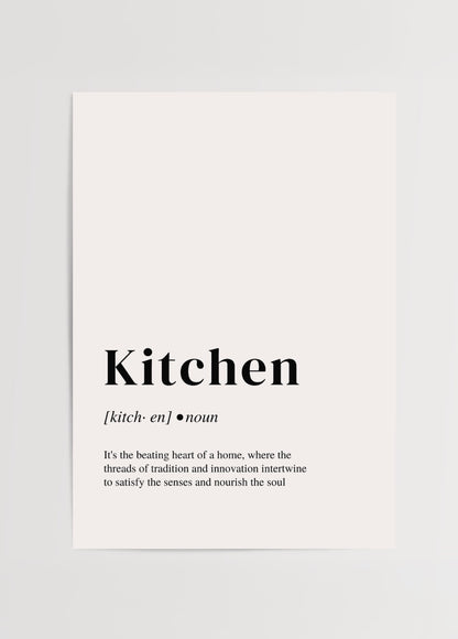 Kitchen tanımı minimalist tipografi poster baskı